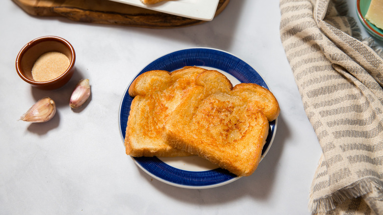 cheese toast served on table
