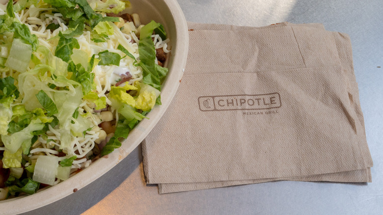 Chipotle bowl and napkin