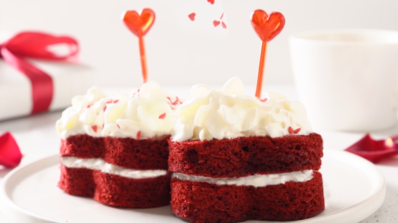  Heart shaped red velvet cakes