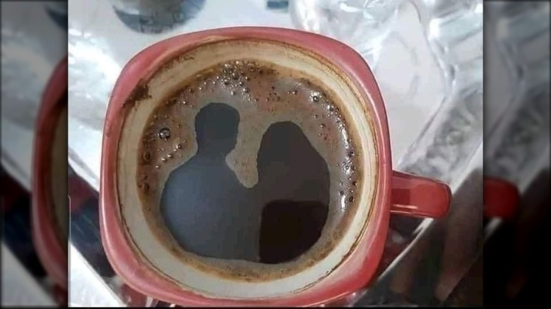 Black coffee with odd shapes