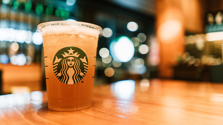 A Starbucks drink on a table