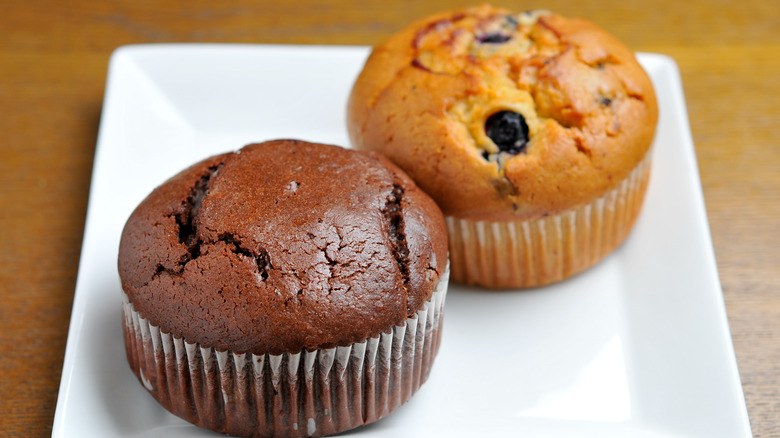 blueberry and chocolate Costco muffins