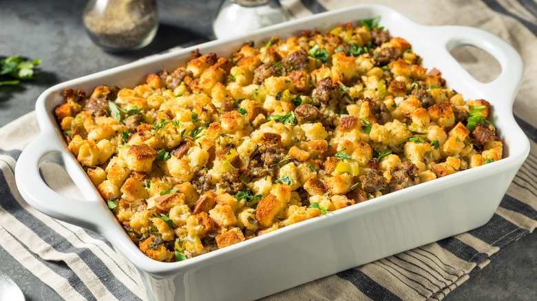 Stuffing in a dish