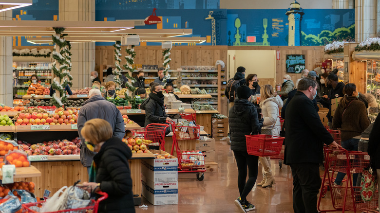 Customers shopping at a Trader Joe's