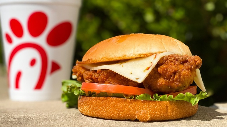 A sandwich and milkshake from Chick-fil-A