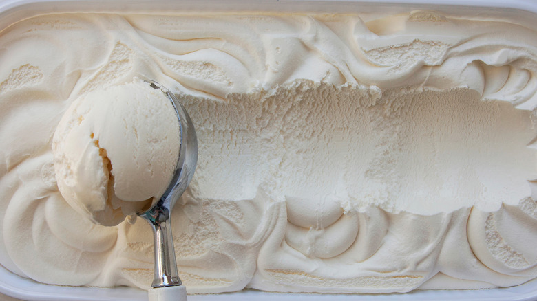 A scoop of vanilla ice cream