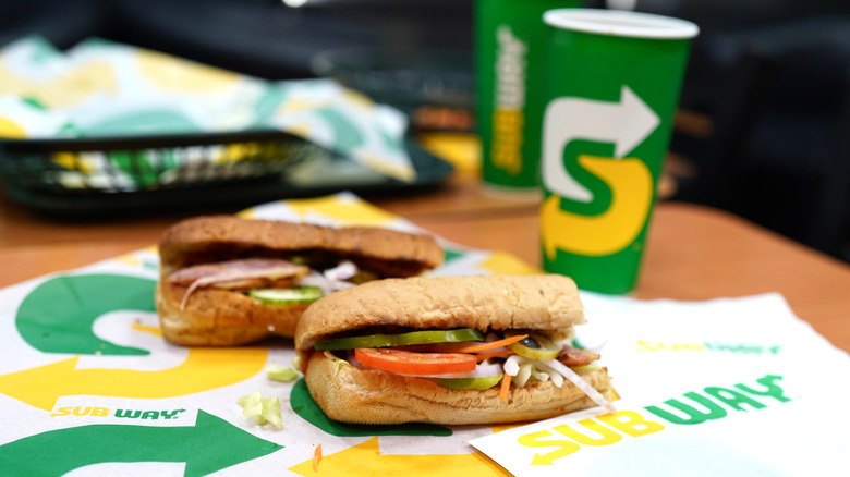 Subway sandwiches and drinks