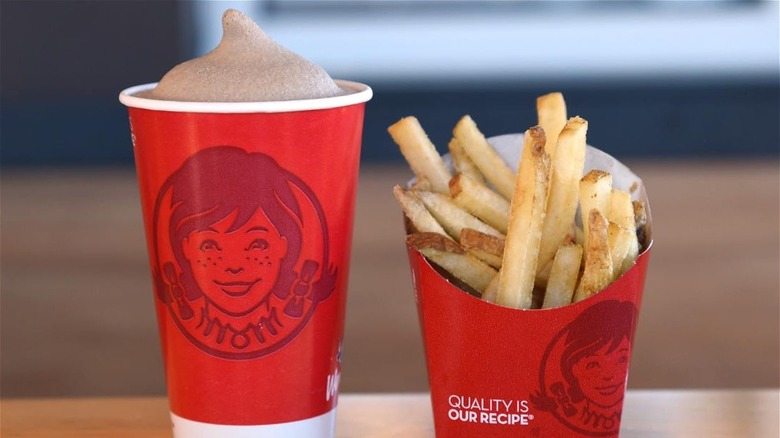 Wendy's chocolate Frosty and fries