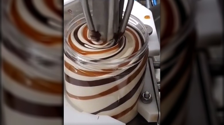 Gelato ice cream with brown swirls