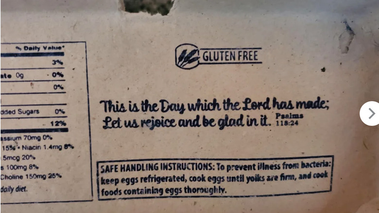 Close up of Aldi Goldenhen egg carton
