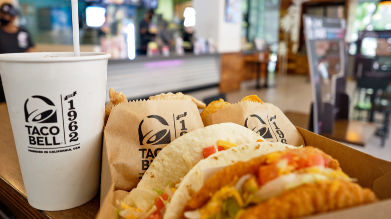 Taco Bell meal with drink