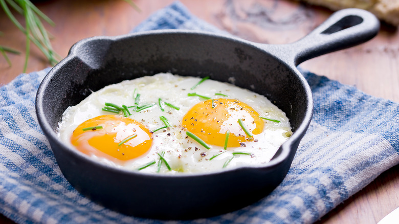 Two eggs in a pan