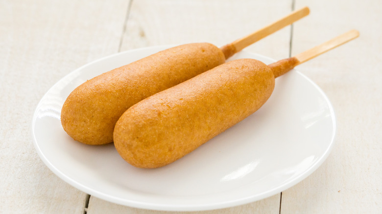 Corndogs on a plate