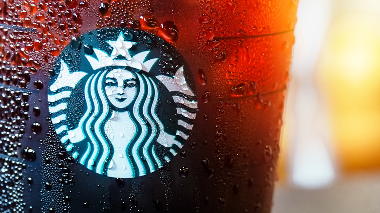 Starbucks cup of cold coffee with condensation