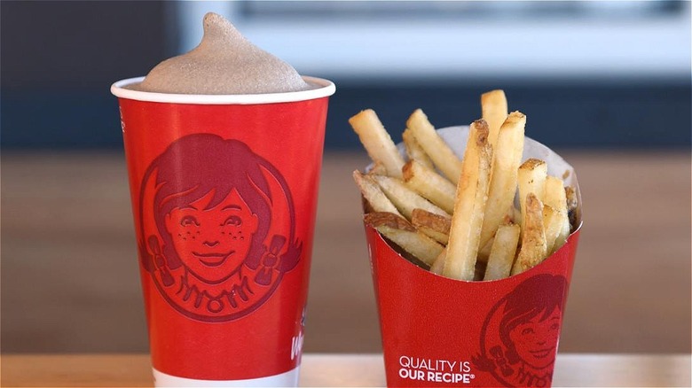 A chocolate Frosty and fries from wendy's