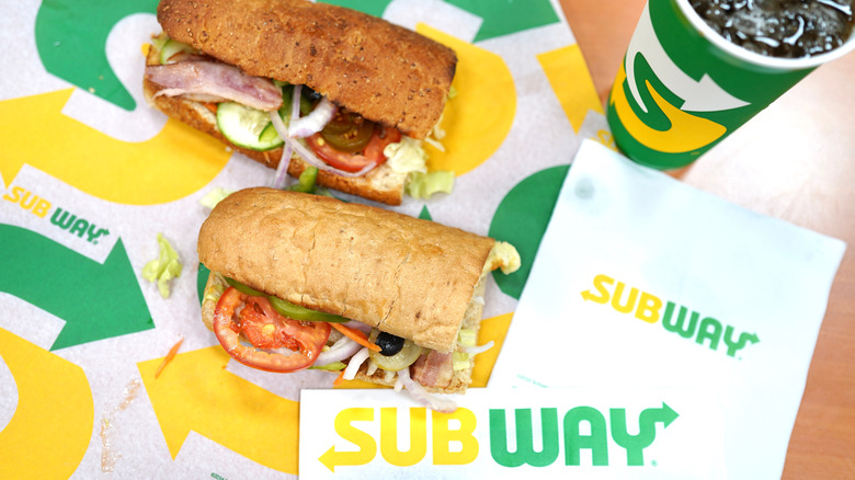 Two six-inch Subway sandwiches
