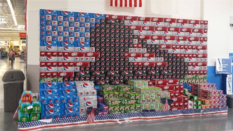 Patriotic Walmart soda display