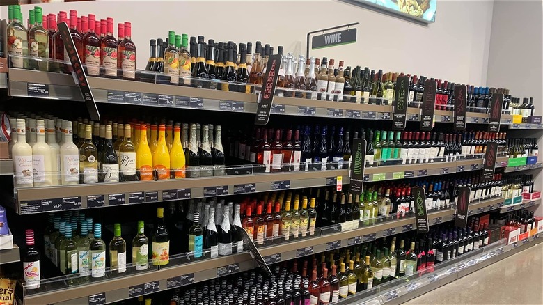 Wine section at Aldi