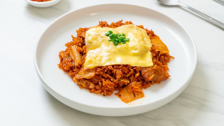 Kimchi fried rice with cheese