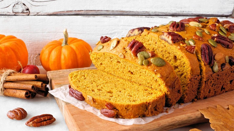 fall pumpkin loaf sliced