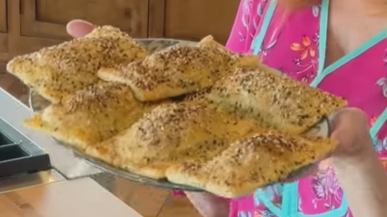 plate of pesto pastry pockets