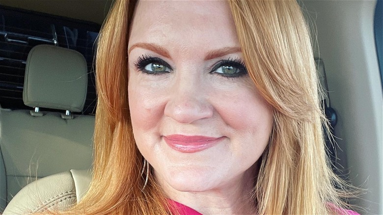 Ree Drummond in the car after getting dressed up for a night out