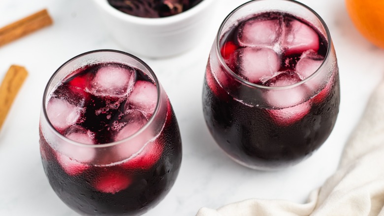 two glasses of iced sorrel