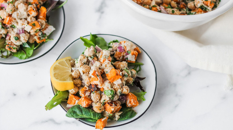 plate of sweet potato salad