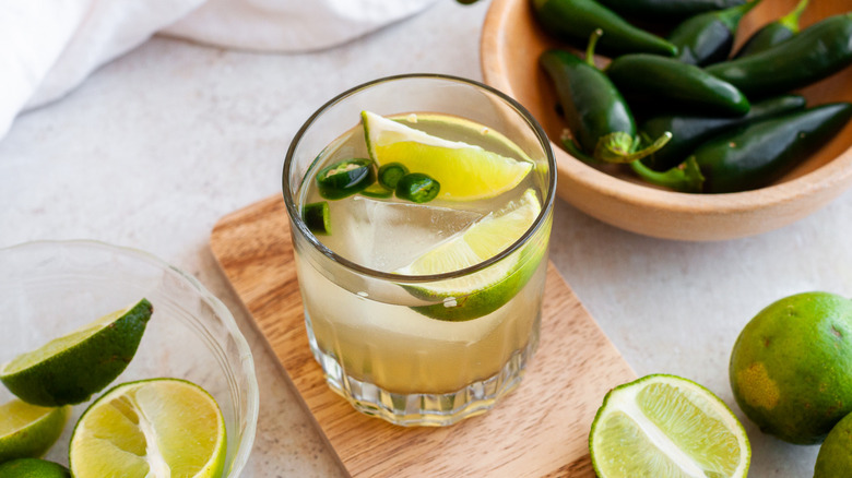 refreshing spicy margarita in glass 