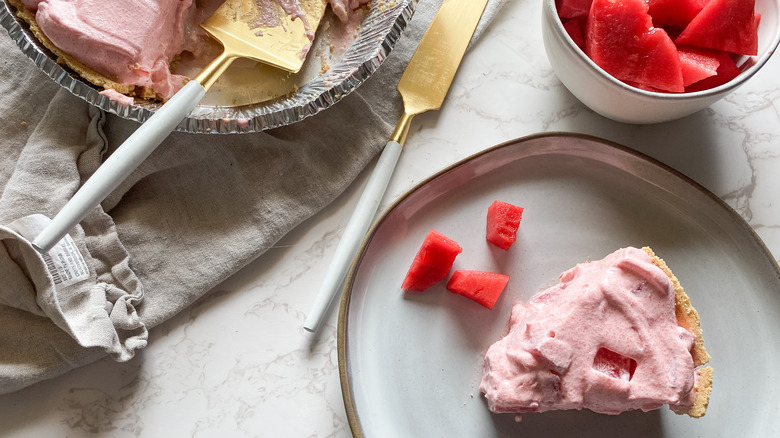 Slice watermelon pie