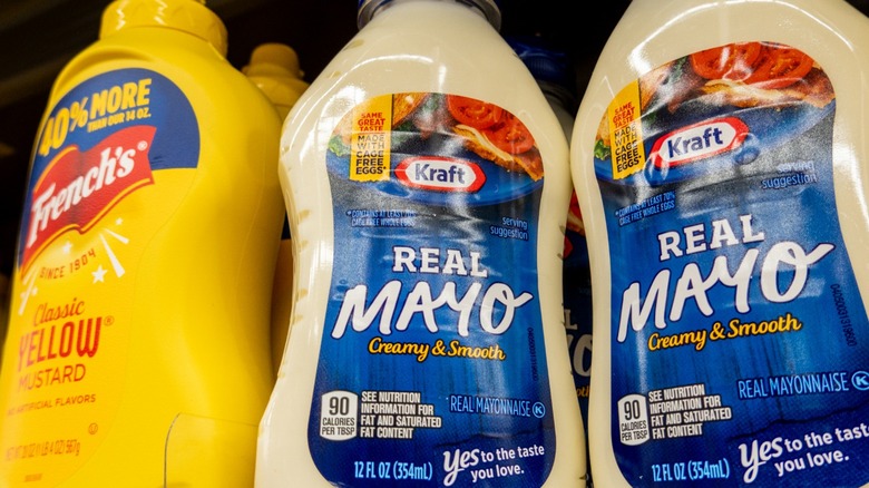 Mustard and mayo on a store shelf 