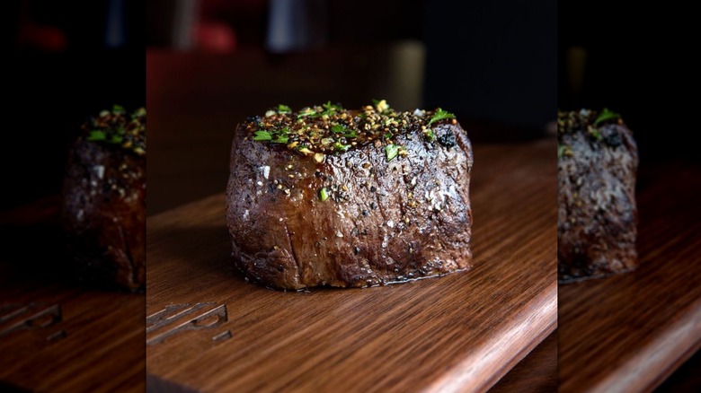hyde park steak on platter