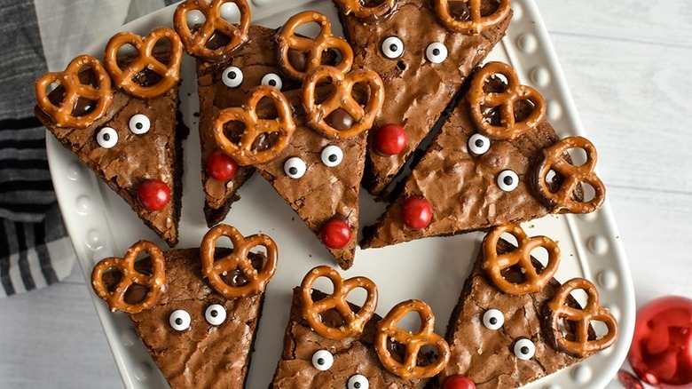 brownies decorated like reindeer