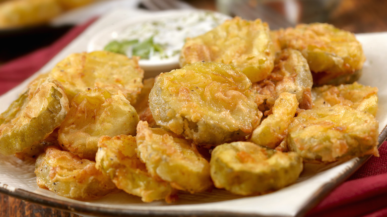 Fried pickles on a plate