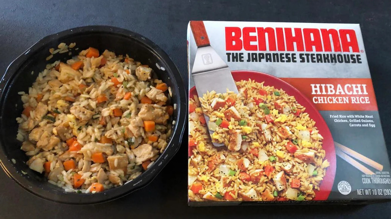 Benihana chicken fried rice package and prepared container
