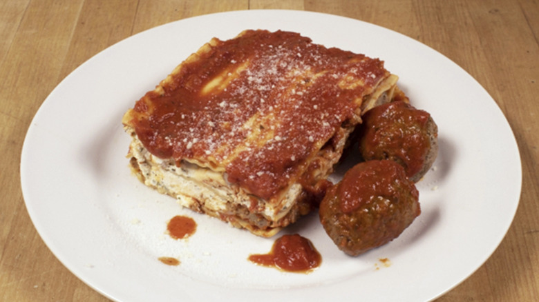 Amato's lasagna with meatballs