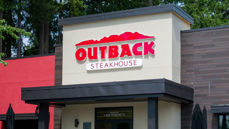 Outback Steakhouse sign on the front of a restaurant in Washington
