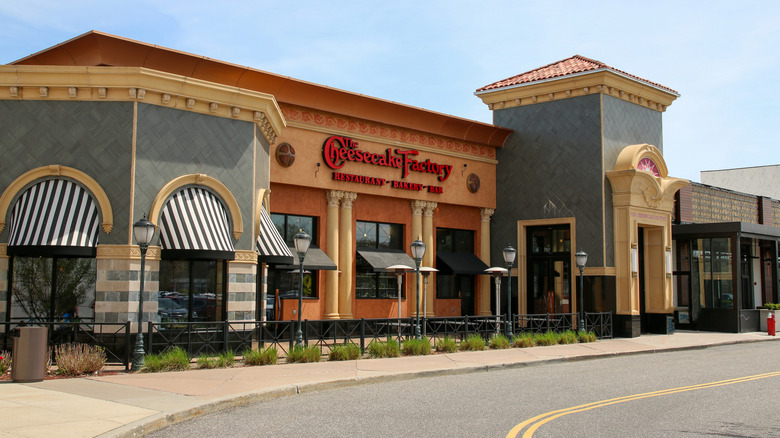 front of a Cheesecake Factory restaurant in New York