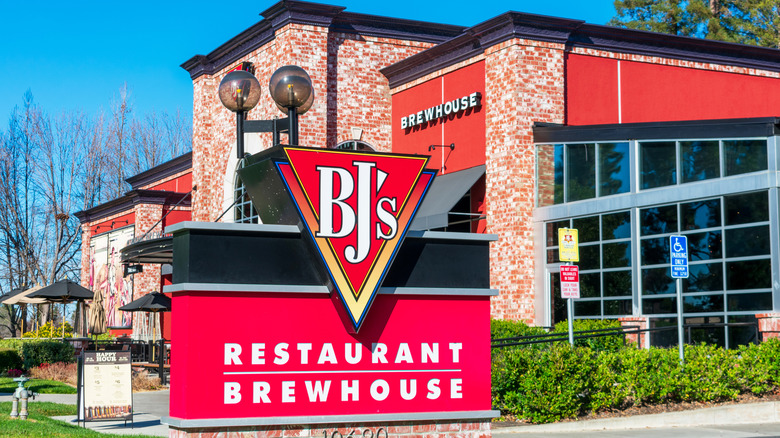 Signage is situated outside a BJ's Restaurant & Brewhouse.