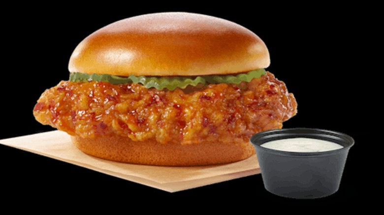 Wingstop chicken sandwich with sauce