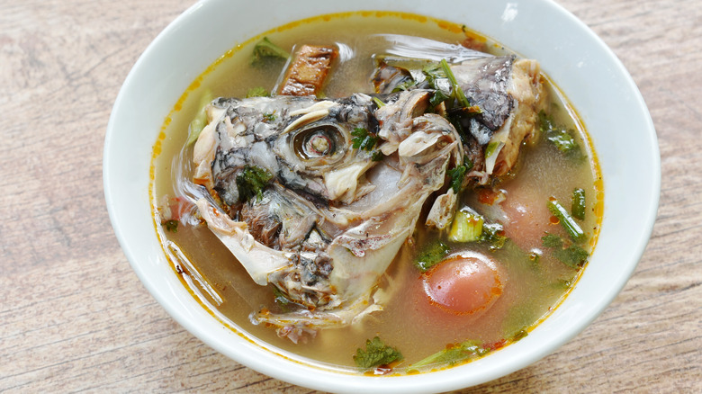 fish head soup in bowl