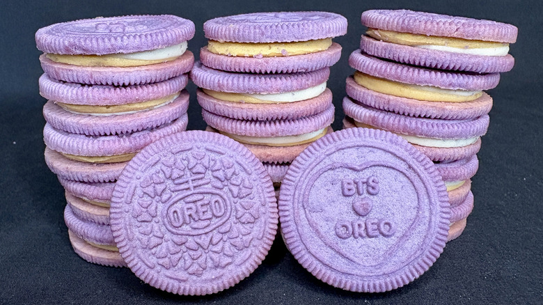 Stack of purple BTS Oreos