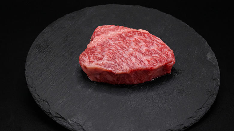 Kobe beef on black background