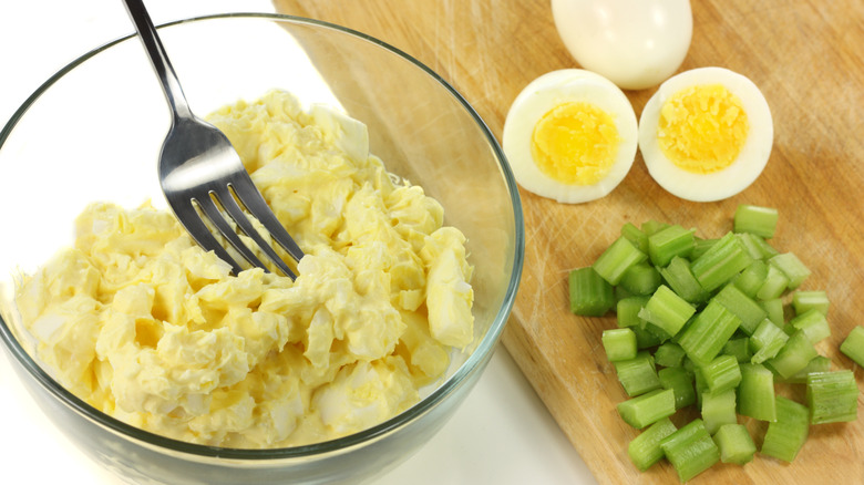 bowl of eggs and celery