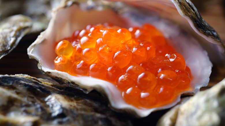Salmon roe in oyster shell