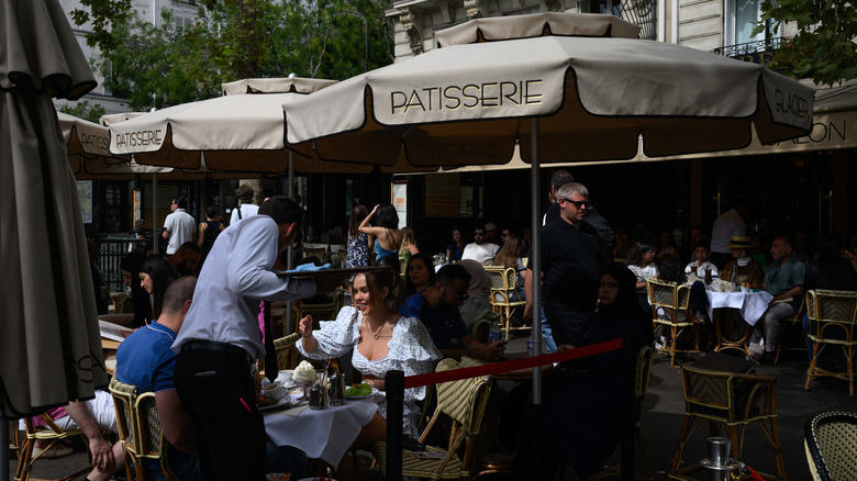 Dining outdoors at a cafe in Paris