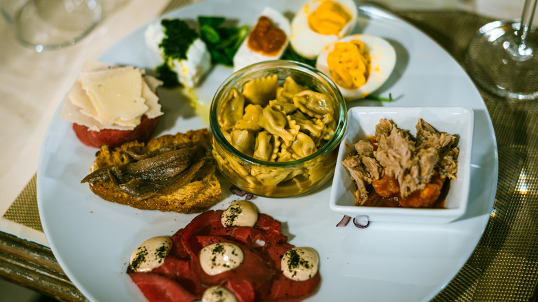 Apericena plate from a buffet in Italy