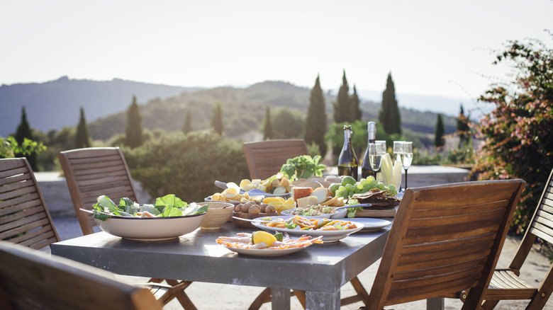 Farm-to-table meal in Tuscany, Italy