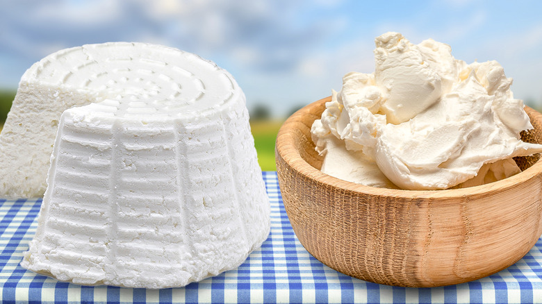 Ricotta and mascarpone on table