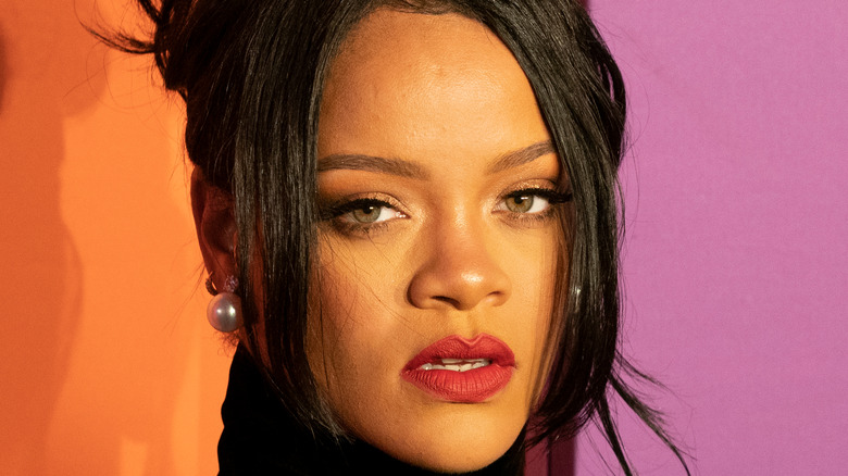 Rihanna wearing earrings